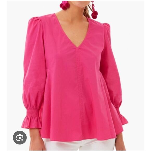 Pomander Place Tops - Pomander Place Tuckernuck Easton Blouse Top XS Hot Pink Cotton Blend
